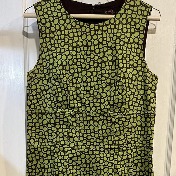Cynthia Howie green and brown dot dress size 10 - Picture 1 of 5